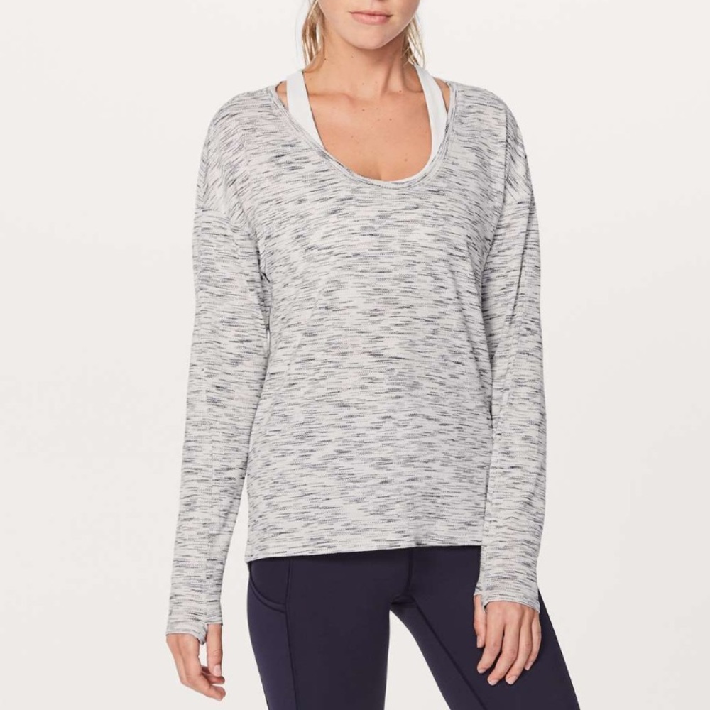 Lululemon Meant To Move Long Sleeve Tiger Space Dye black and white